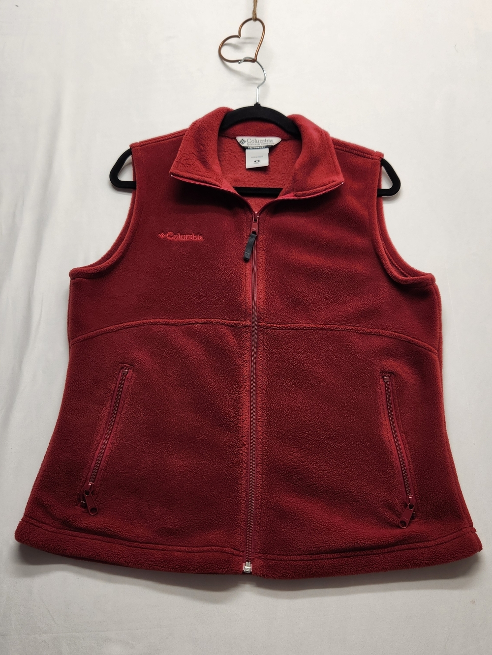 ⭐️VINTAGE Columbia Red Full Zip Fleece Vest Gorpcore Soft Outdoors Y2K Medium